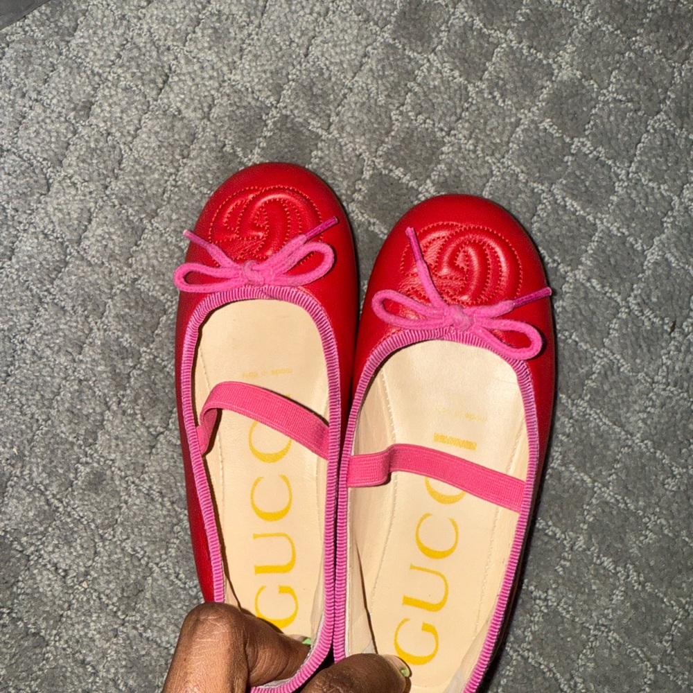 Gucci Kids Red and Pink Dress Shoes